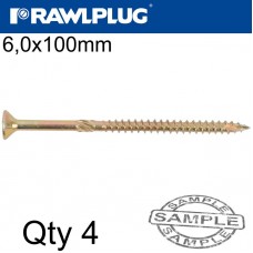 R-TS CHIPBOARD HD SCREW 6.0X100MM X4 PER BAG